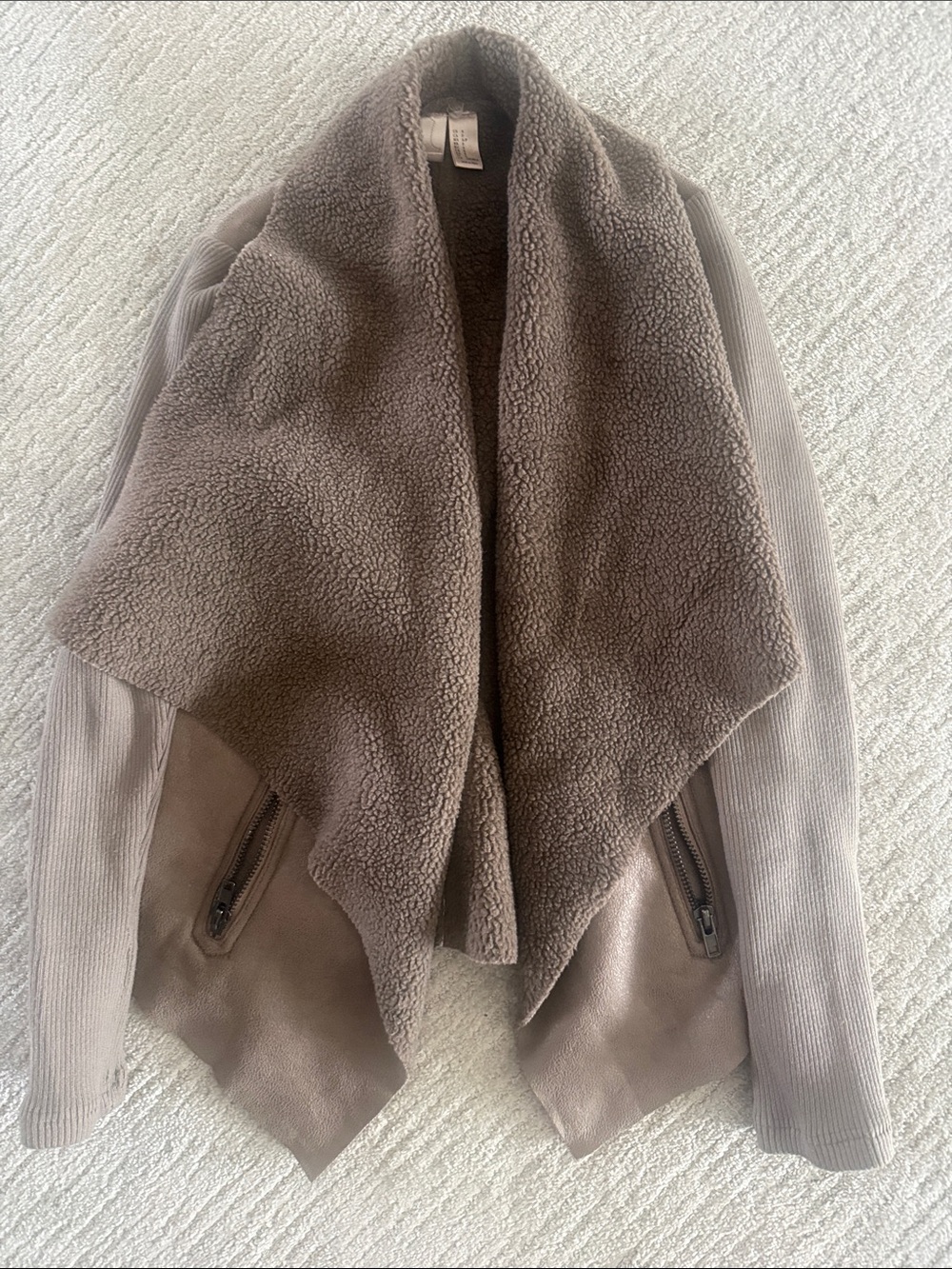 Forever 21 Taupe Sherpa-Trim Draped Jacket